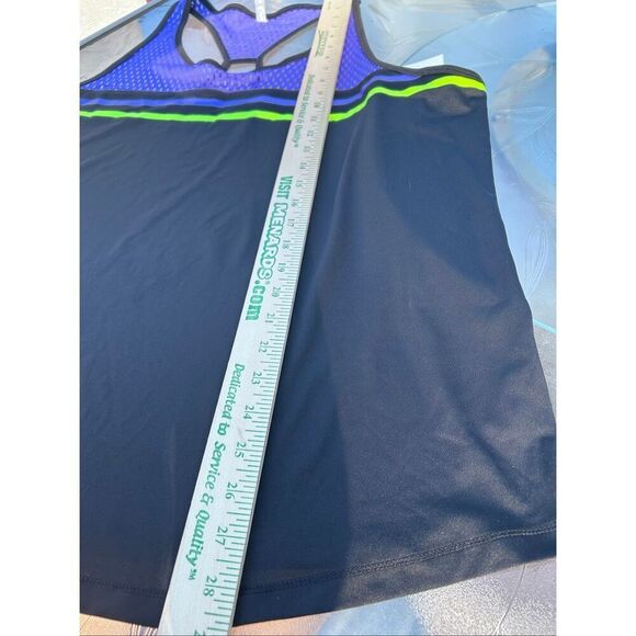 MTA Sport Women's Plus Size 2X Black Athletic Tank Top Purple Mesh Open Back - Picture 8 of 9